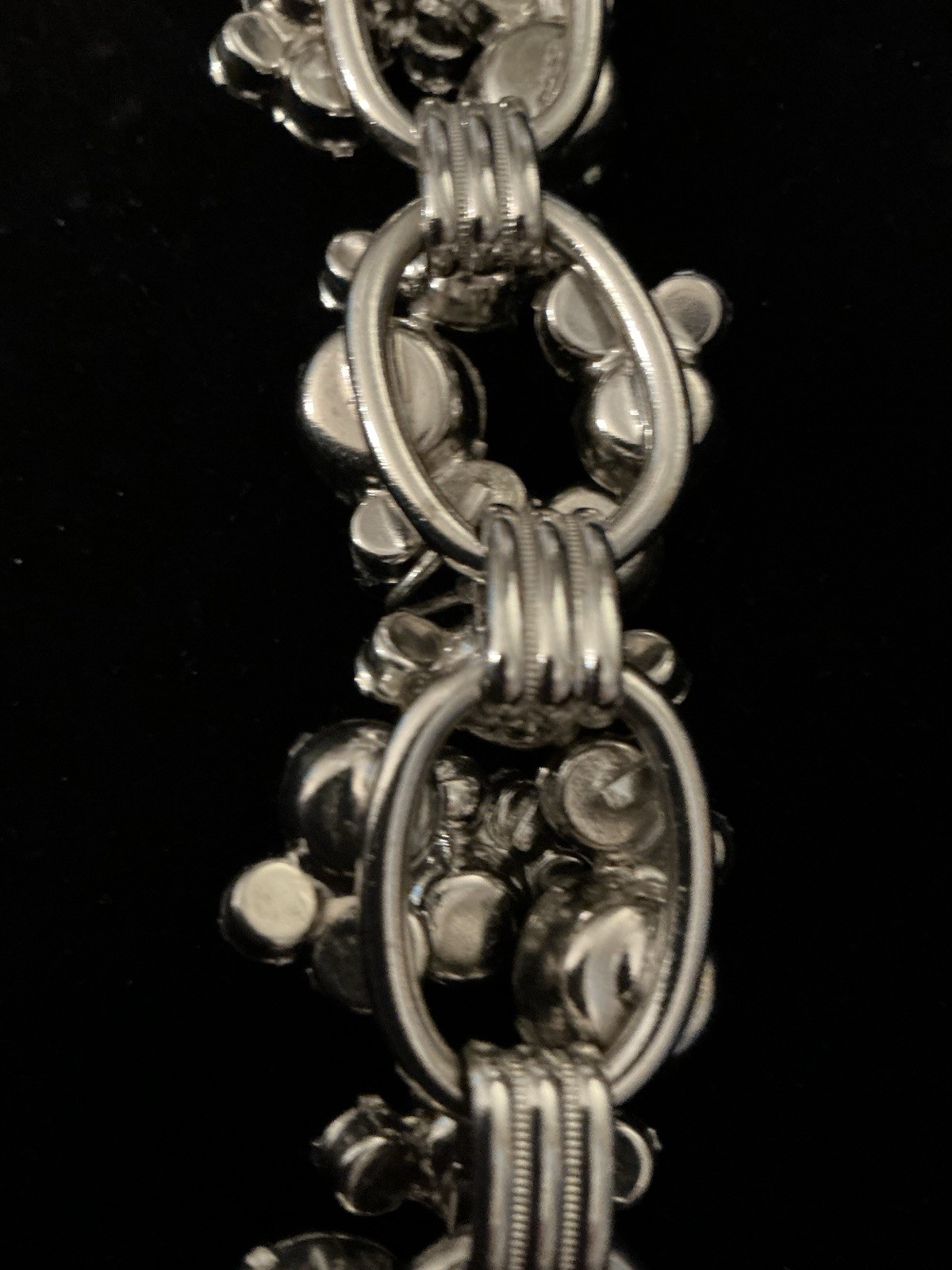 Vintage D&E Juliana Smokey Gray And Clear Chunky Rhinestone 5-link Bracelet