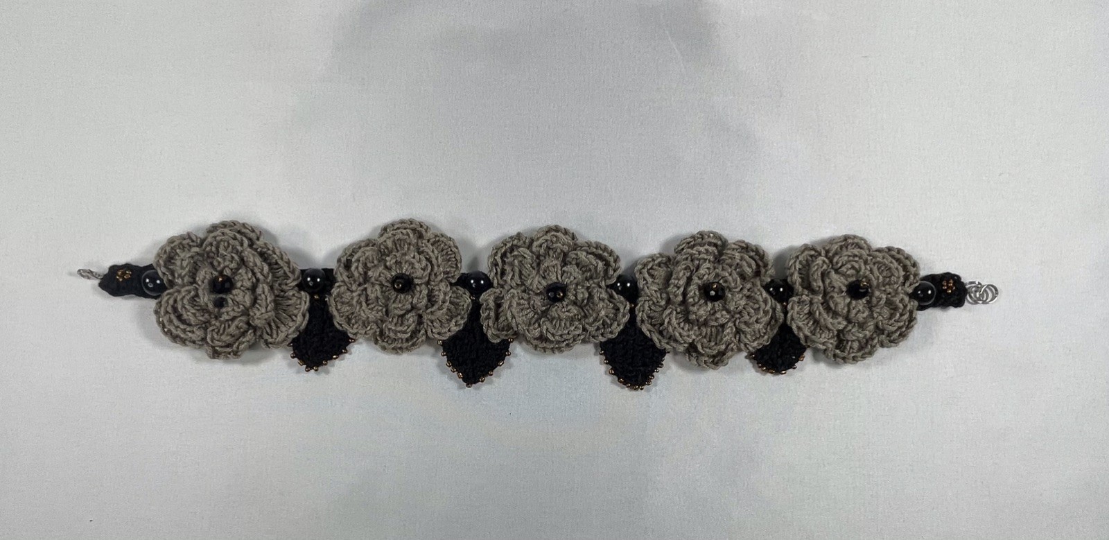 Vintage Handmade Unique Crochet Five Flowers Choker Necklace By Odythia