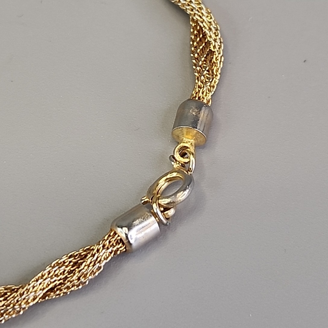 Vintage Mesh Tube Chain Necklace Twist Gold Tone 37″