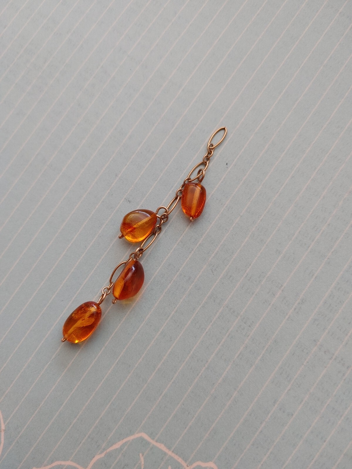 vintage unworn old stock honey amber cluster yellow 14k gold filled chain 3″