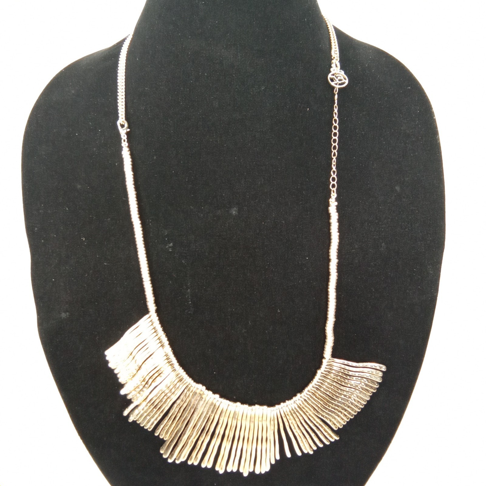 Vintage Stella & Dot Modernist Gold Spike Geometric Bib Statement Necklace