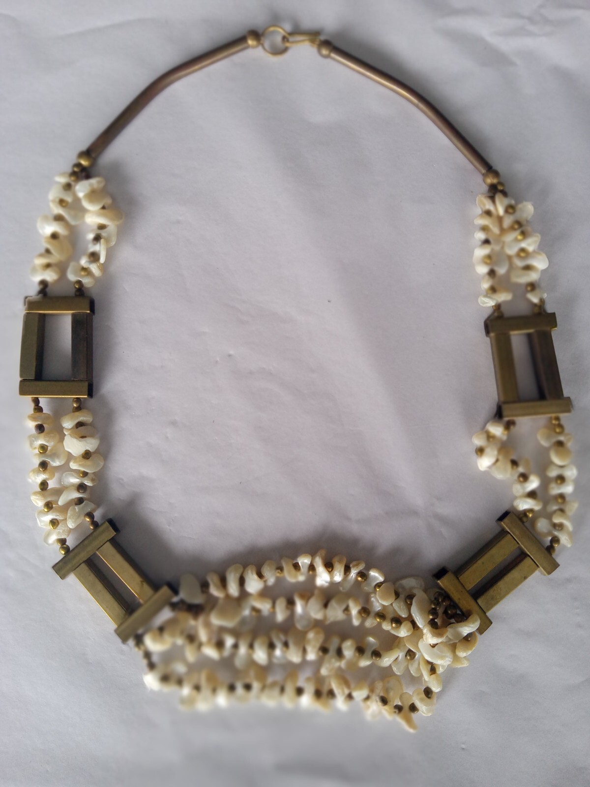 Vintage bronze and shell necklace Statement piece. See photos