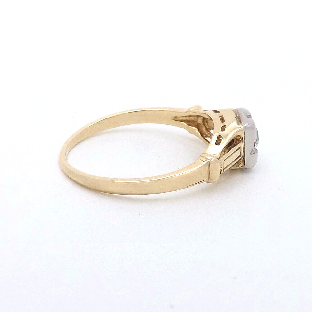 Victorian 14K Gold Old European Cut Diamond Promise Pre Engagement Ring sz7