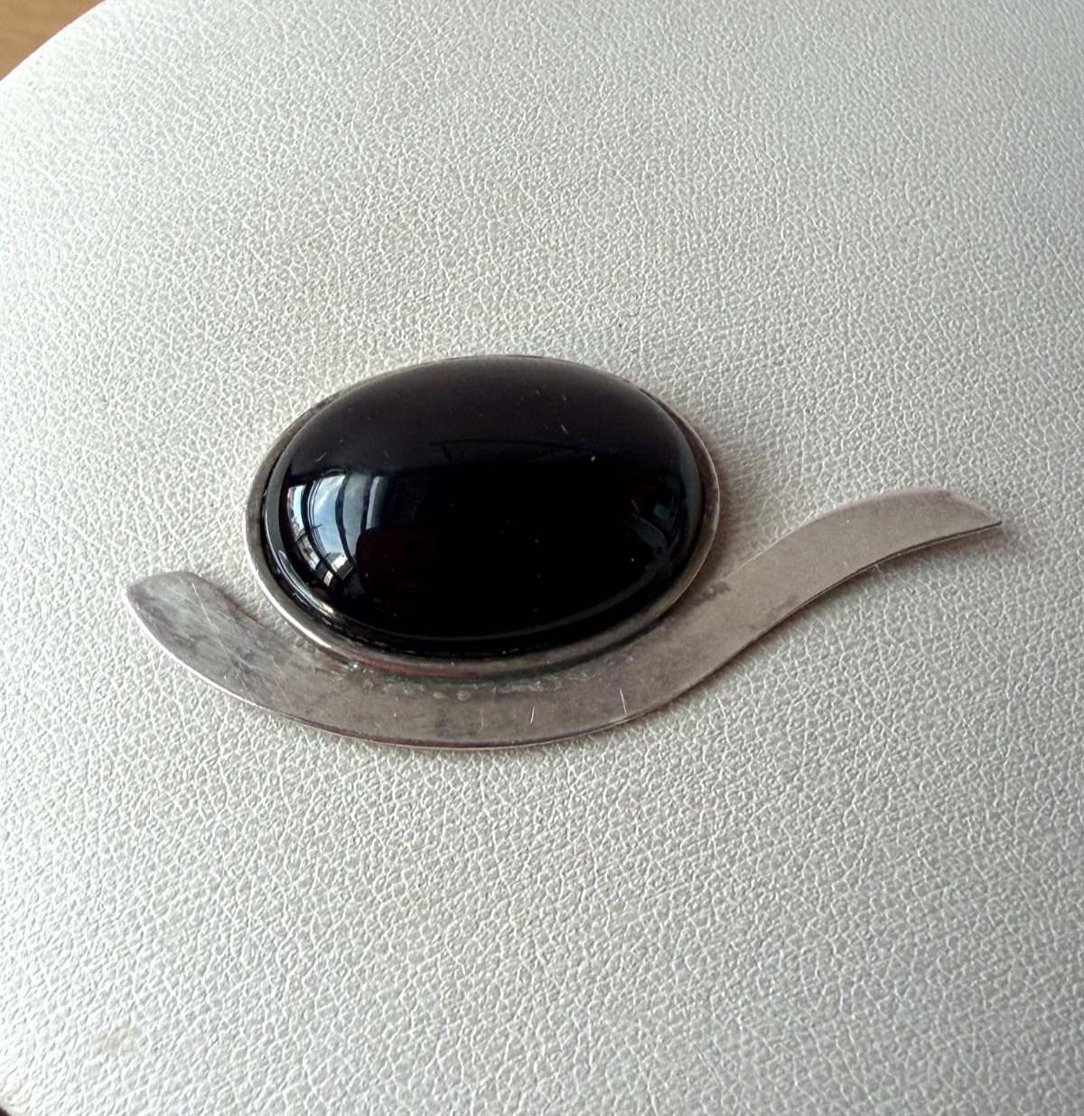 Vintage 925 Sterling Slver Large Oval Black Onyx “Component” For Pendant Repair