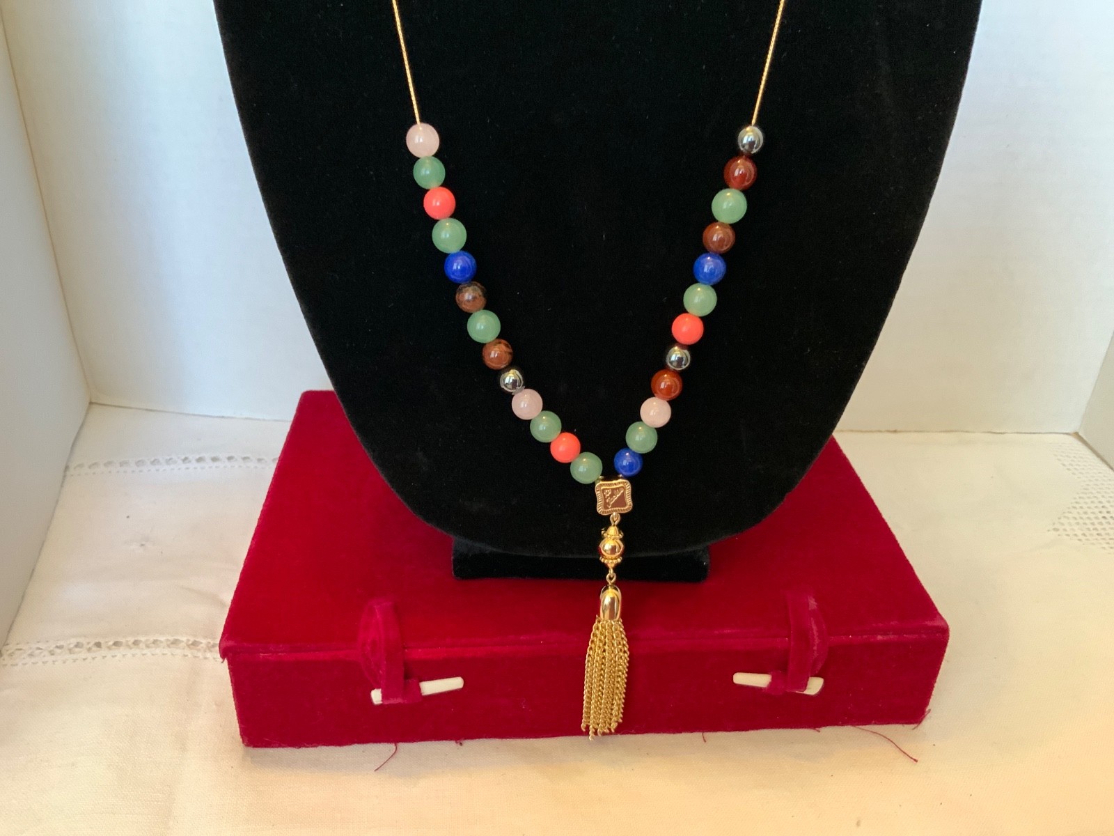 RARE VTG CAMROSE KROSS JBK Jacqueline Kennedy Greek Worry Bead Necklace NIB