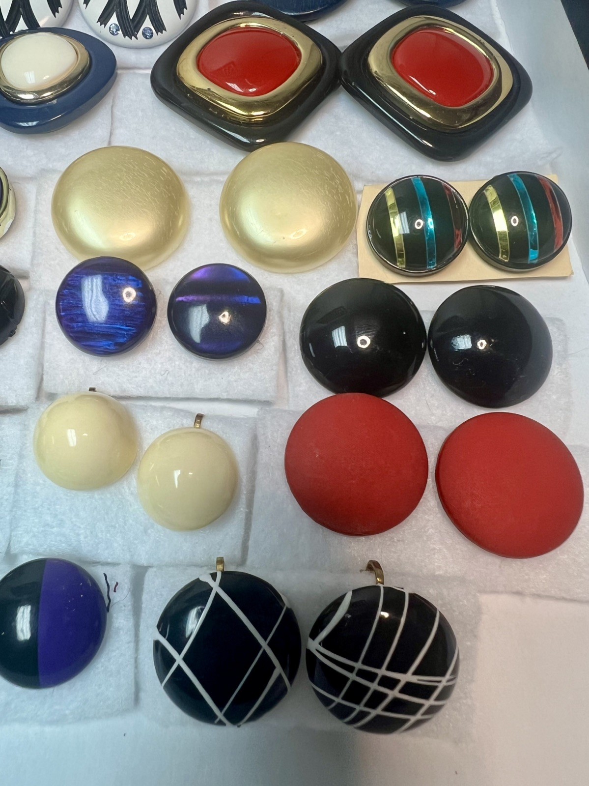 Vintage 70s/80s Bold Chunky Statement Clip-On Earring Lot of 35 lucite acrylic
