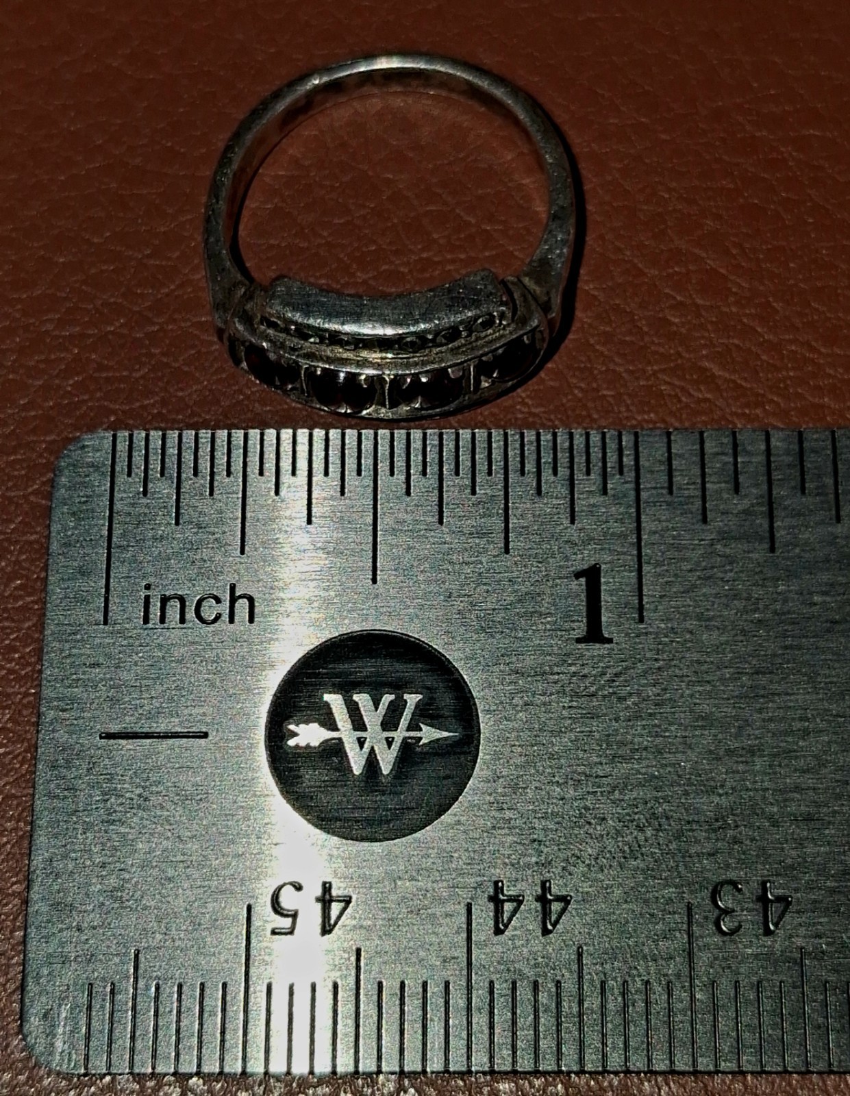 Vtg Sterling Silver 4 Stone Garnet Marcasite Band Ring Size 5 Petite 3.3g