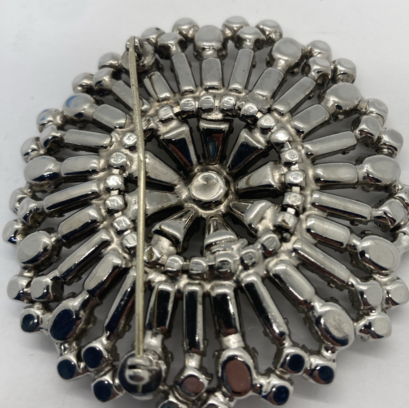 Vintage 40’s Art Deco Rhinestones Circle brooch pin & Screw Back Clip OnEarrings