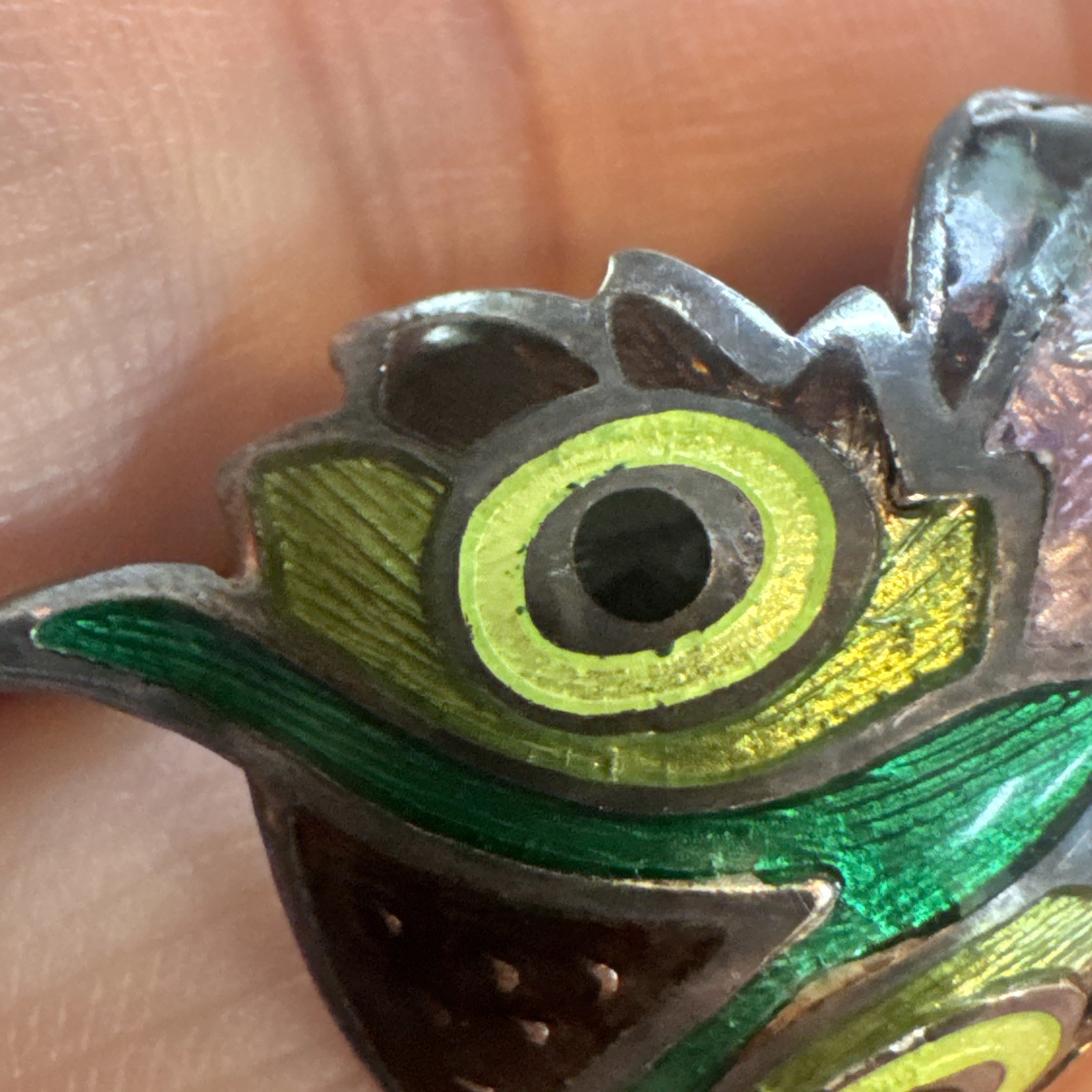 Vintage TAXCO 980 Silver Owl Bird Brooch Pin Mexico Maya Enamel Whimsical Boho