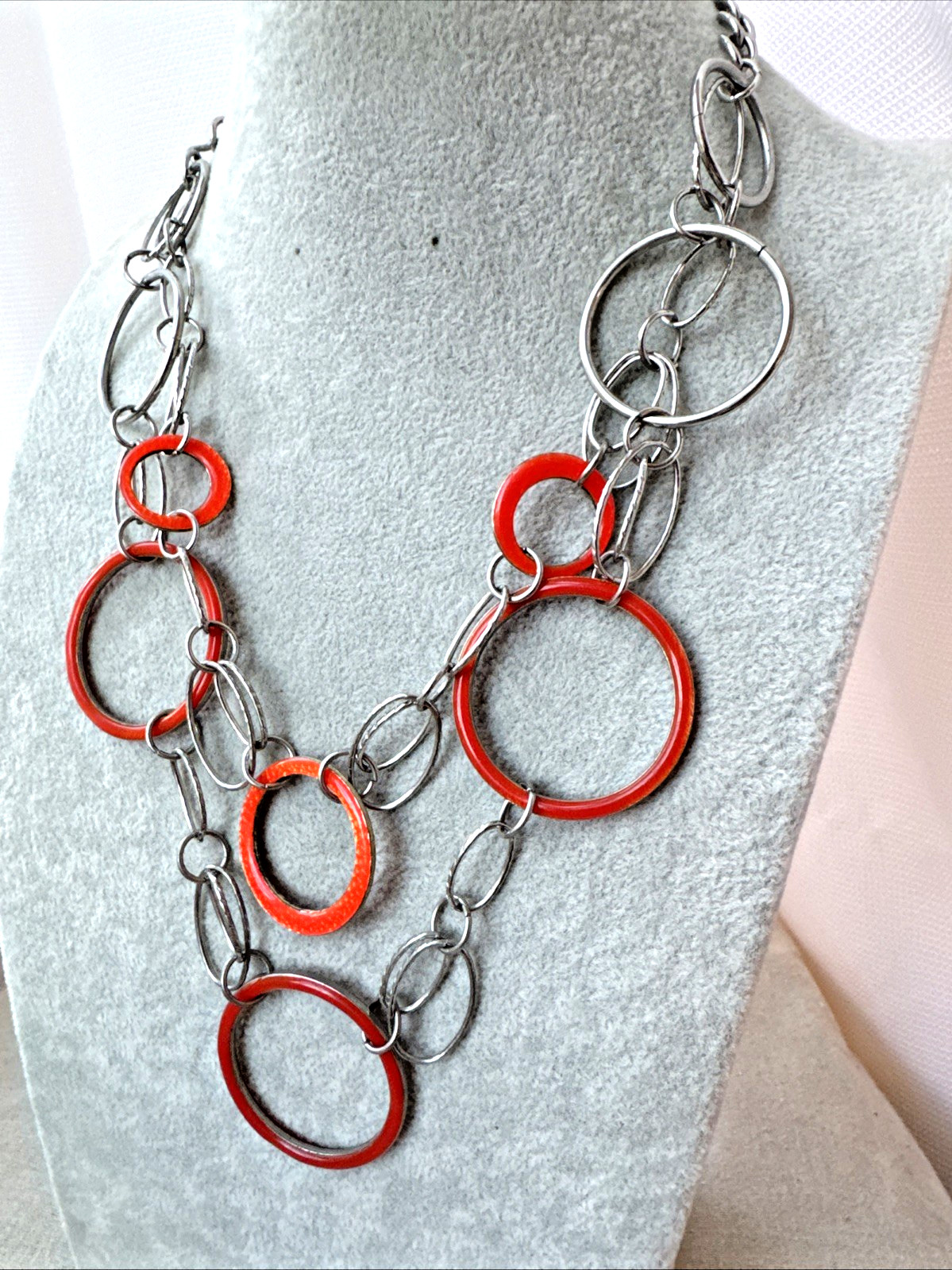 MILLENIALCORE VTG orange peach y2k 2000s colorful Modernist Bib Necklace Choker