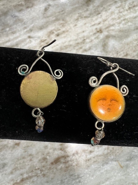 Unique Pierced Earrings Silver With Enamel Finish