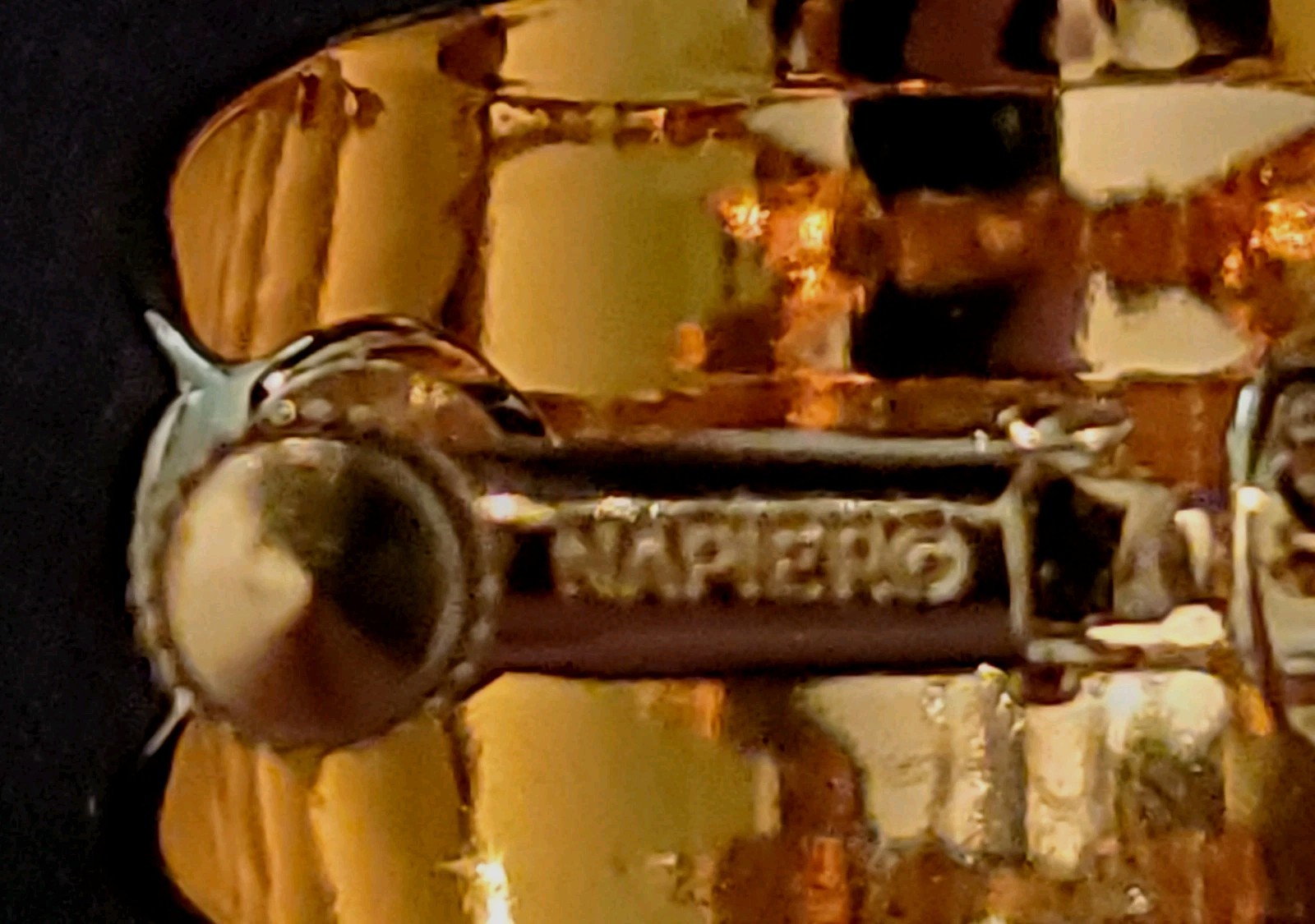 NAPIER Vtg Earring Set, Adjustable Clip- on Hoops, 1 Silver & 1 Gold, Embossed