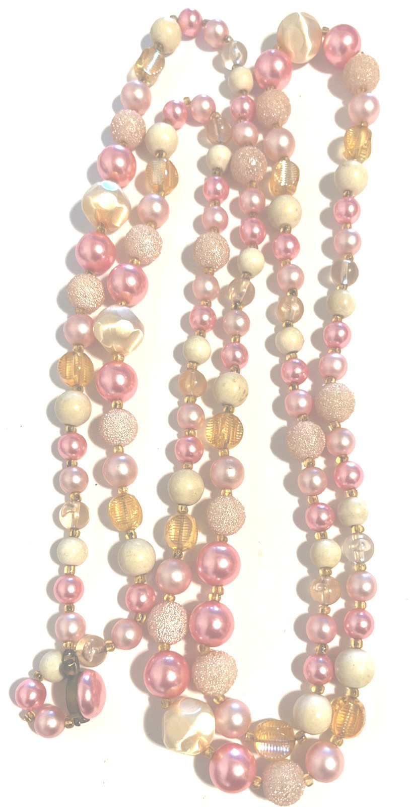 Vintage Single Strand Pastel Colors Necklace 32”