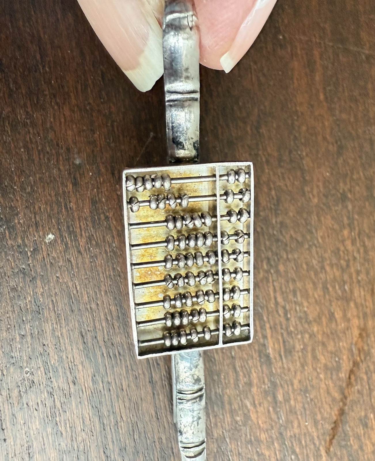 Vintage Sterling Abacus Tie Clip Cuff Links 3pc Set.Functional Abacus Hong Kong