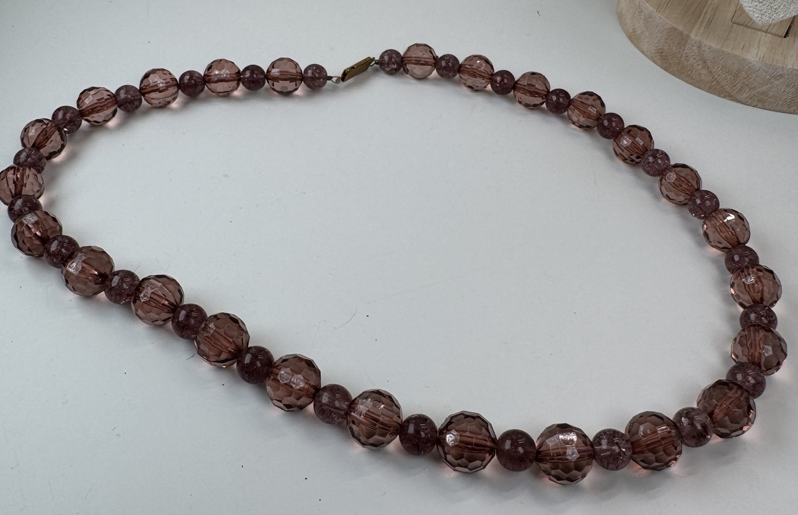 Lot Of 2 VTG Bead Necklaces – Purple Glass & Green Gold Tone Statement