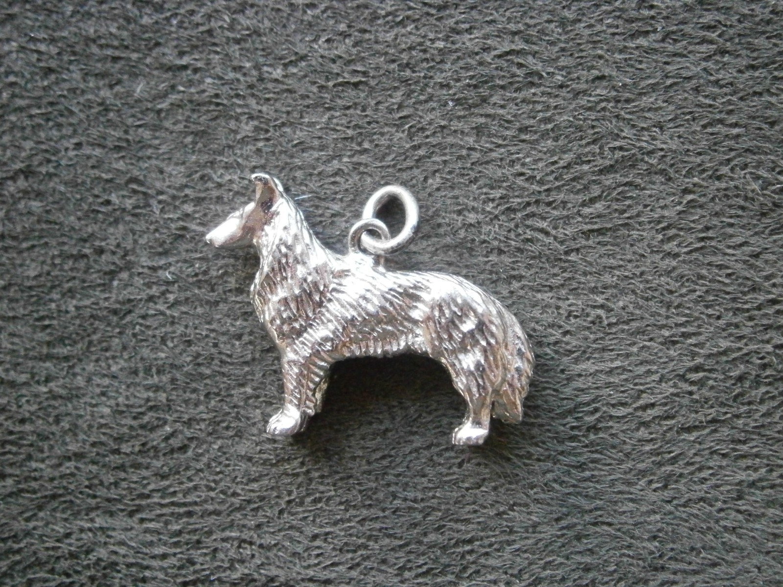 Rough Collie Lassie Dog Vintage Solid Shiny Sterling Silver Bracelet Charm 5.4g