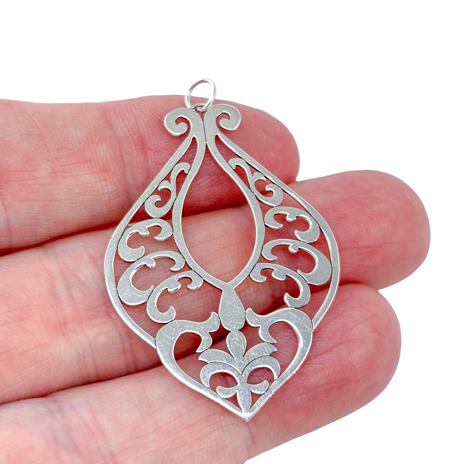 Vintage Sterling Silver 925 ATI Mexico Filigree Pendant