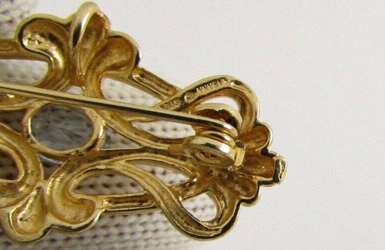 Blue Stone Leaves Art Nouveau Brooch Sterling Silver VTG Estate 1930’s-1950’s