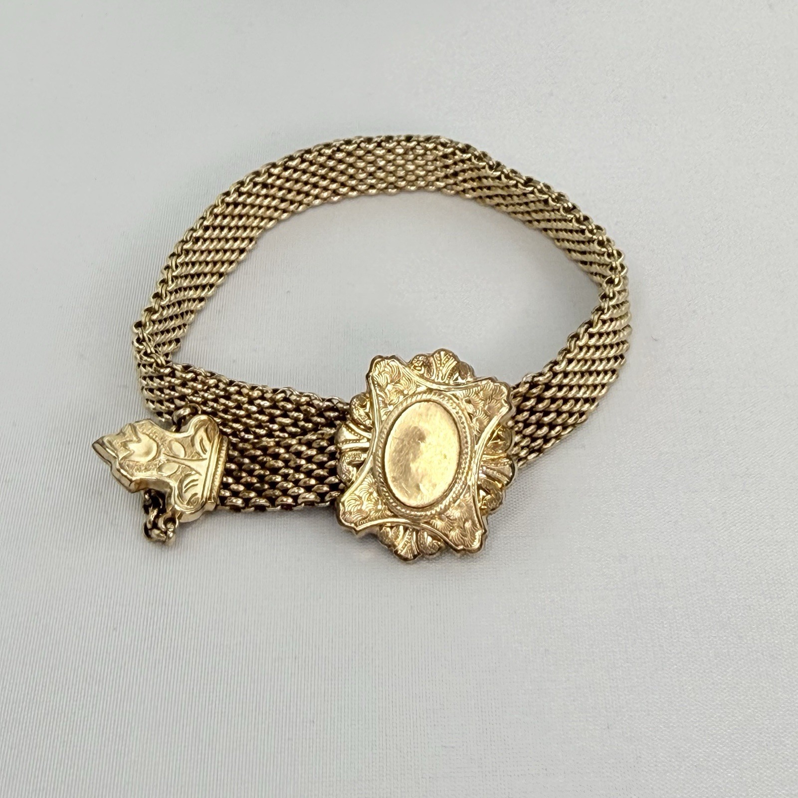 Antique Gold Filled or Rolled Gold Victorian Mesh Slide Wedding Bracelet