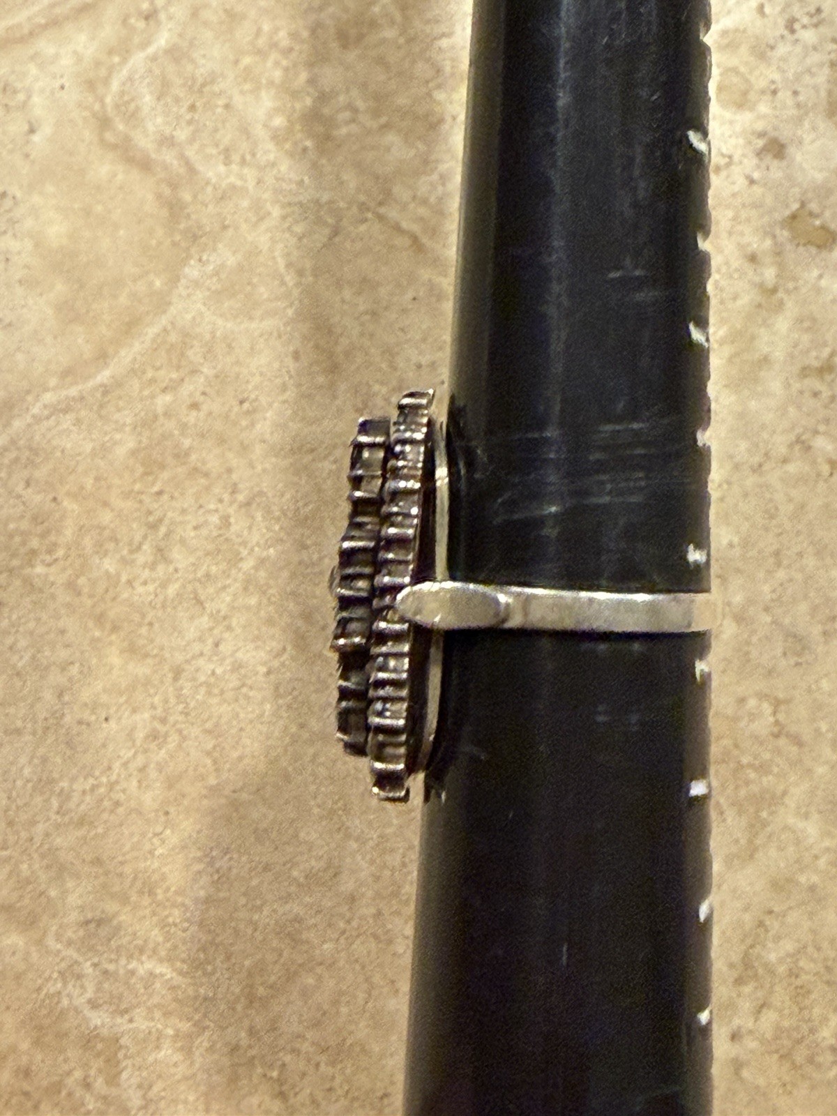 Czech Antique Edwardian 900 Silver Bohemian Garnet Tiered Cluster Ring Sz7.25