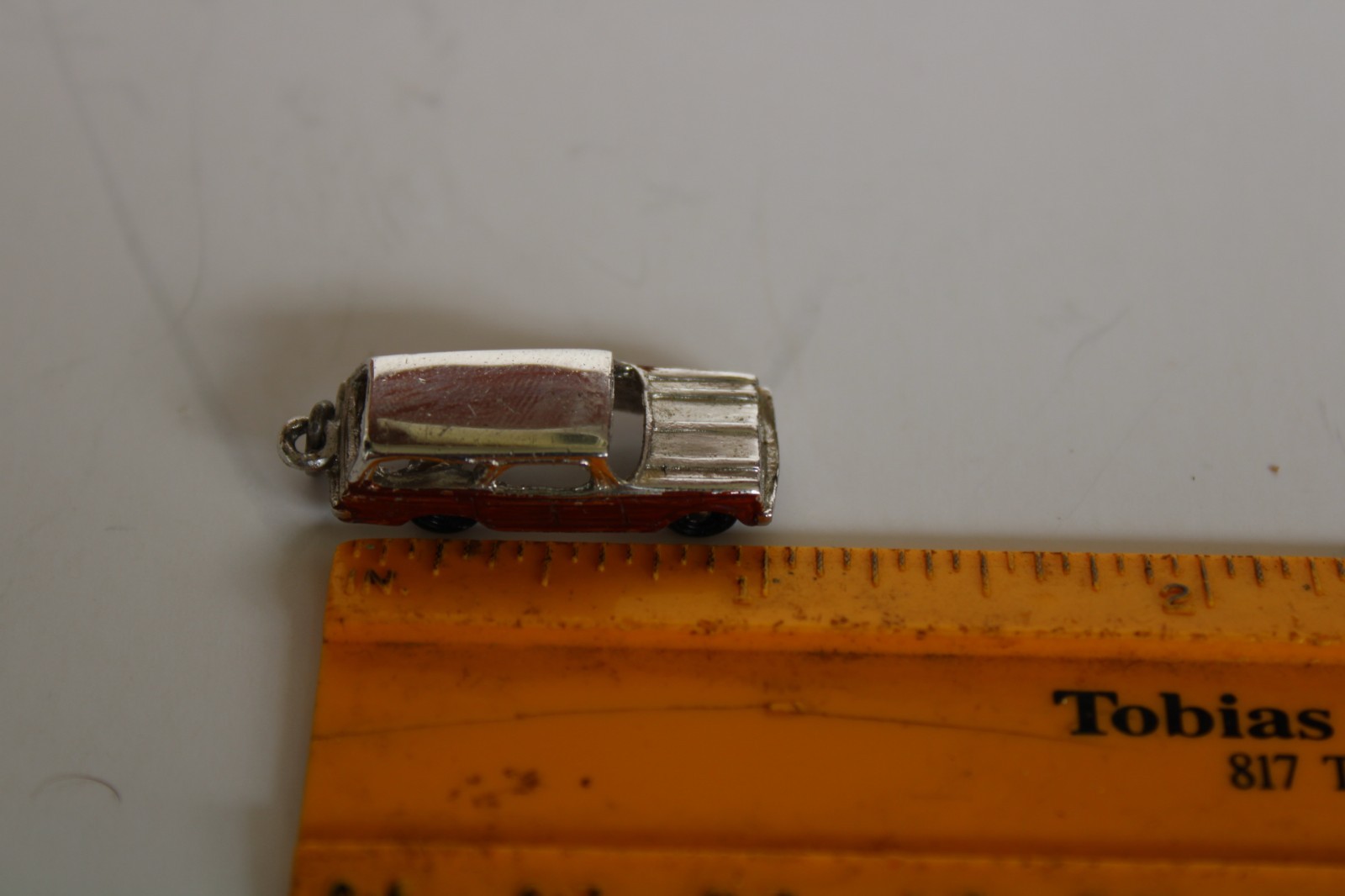 Vintage Sterling Silver Painted Enamel Station Wagon Car Charm