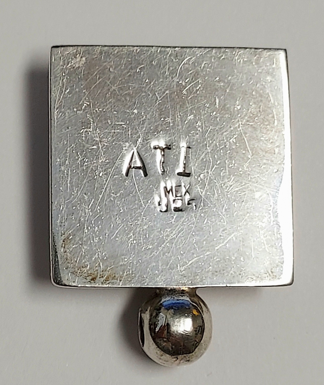 Vintage ATI Mexico Sterling Silver Pendant 925 Purple Stone Cabochon Cats Eye