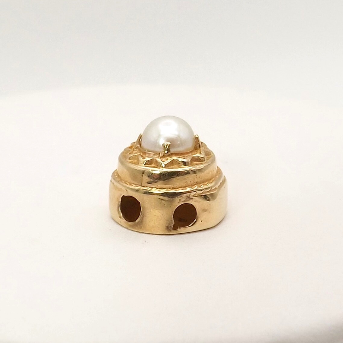 14k Gold Akoya Pearl Slide Bracelet Charm Vintage Wedding Cake Designer MA