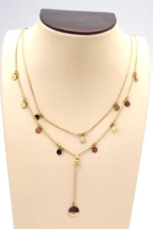 J Lo Jennifer Lopez Gold Tone 18″ Double Strand Chain Necklace