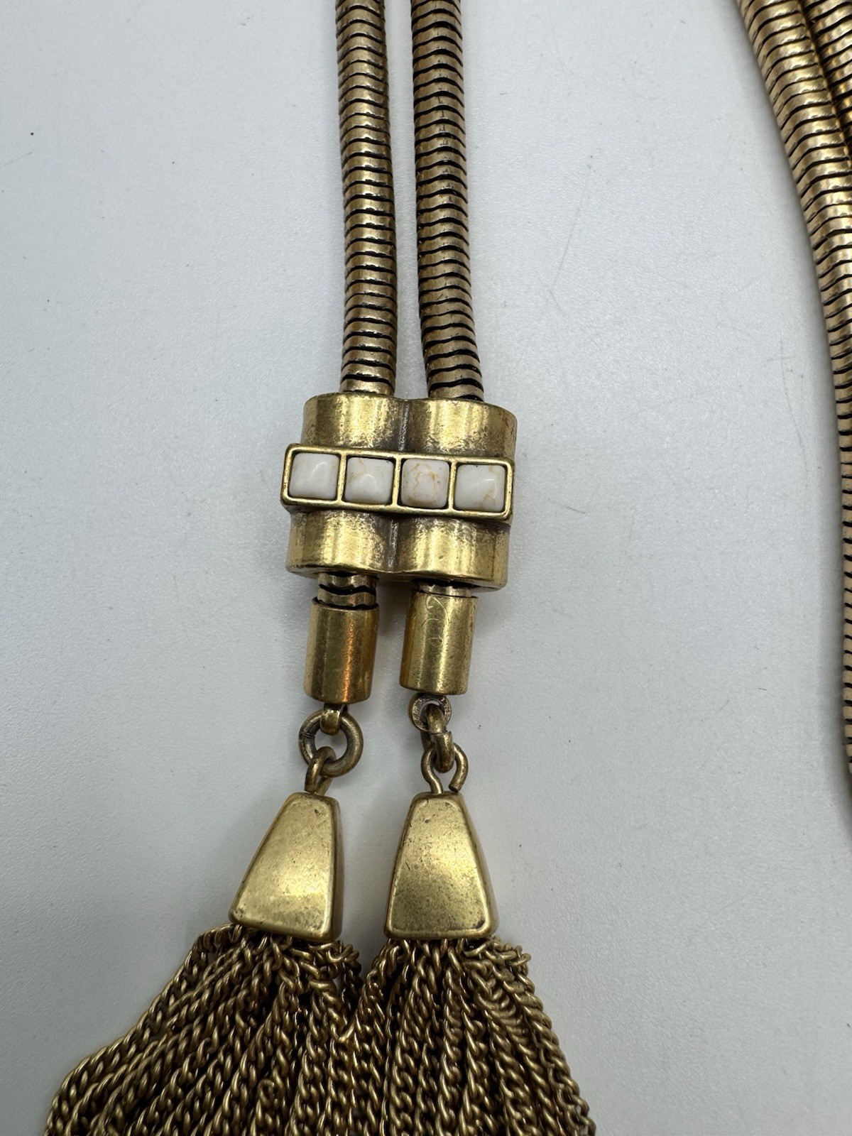Stella & Dot Jacqueline Brazilian Chain Sliding Lariat Necklace w/Tassel