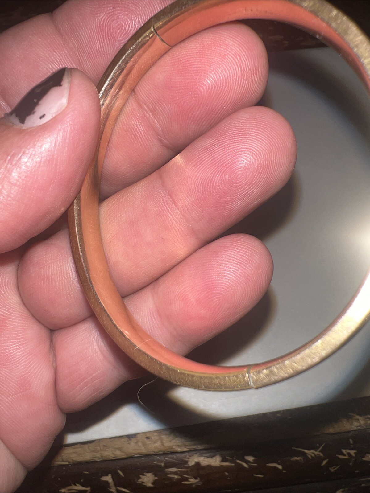 Vintage Victorian AAG 1/10 Rose gold Engraved Etched Bangle Bracelet READ
