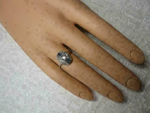 Art Deco 1.24CT Round Cut Lab Created Diamond Art Deco Vintage Ring 14K Gold FN