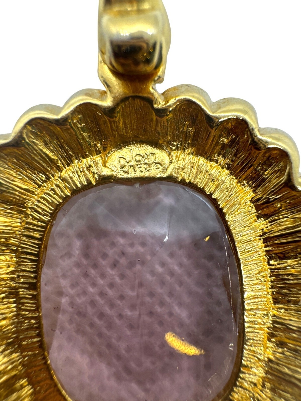 Joan Rivers Gold Plated Pink Cushion Crystal Pendant Purple Blue Halo Enhancer