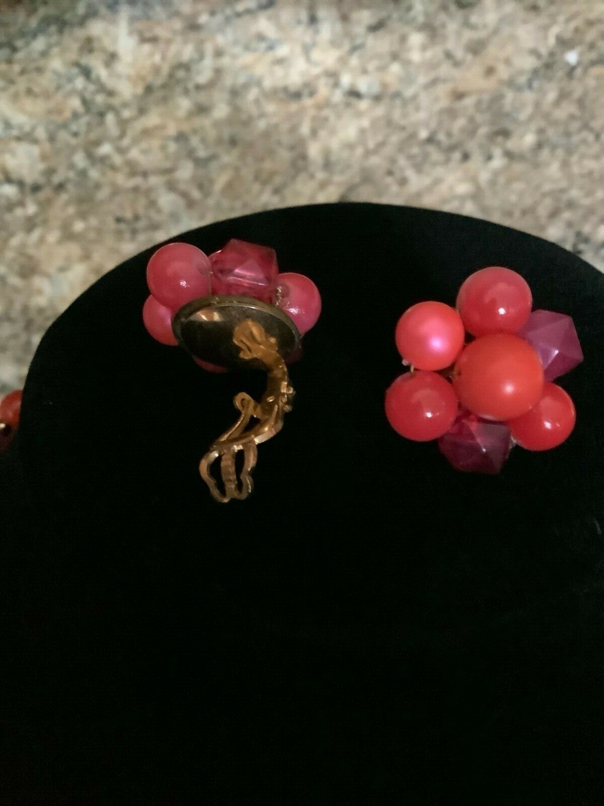 Triple Strand Vintage Pink Beads, Different shapes and tones