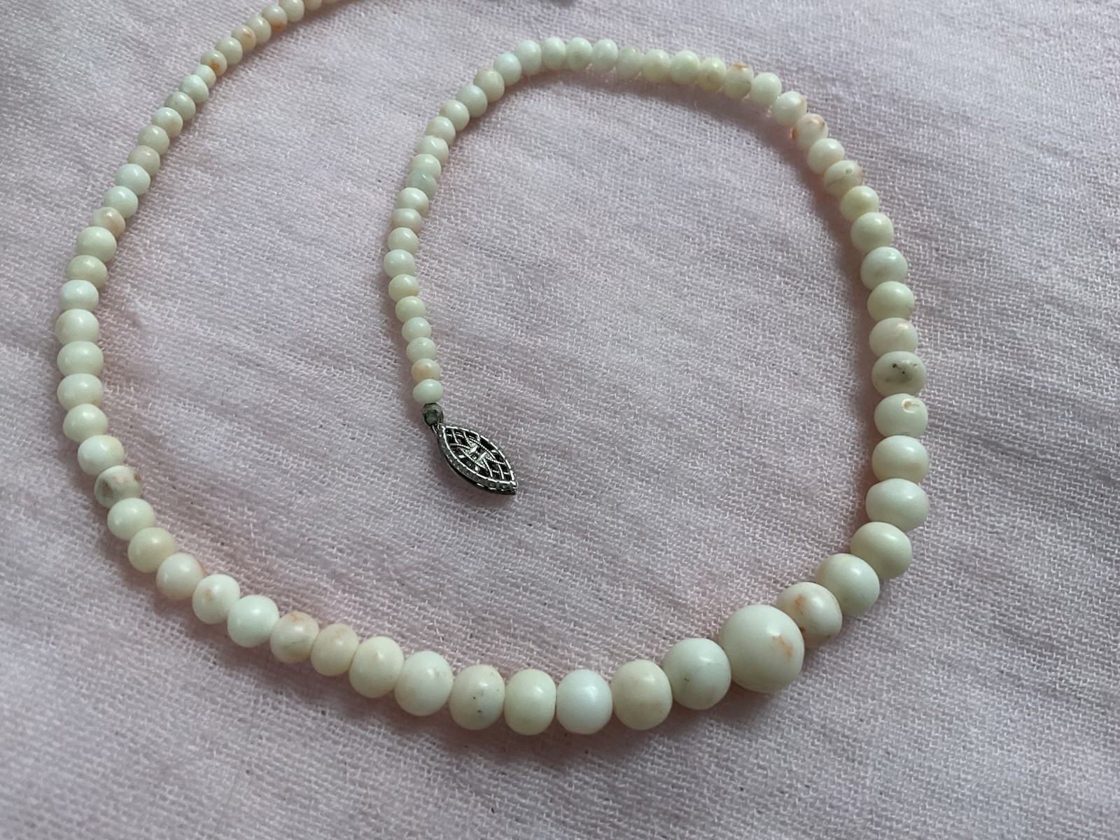 Antique Vintage Angel Skin Coral Necklace Graduated 16 Inches Genuine