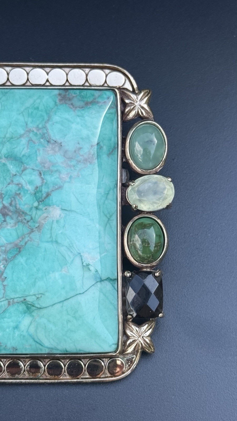 Amy Kahn Russell AKR Bronze Turquoise Style Stone Convertible Brooch Pendant