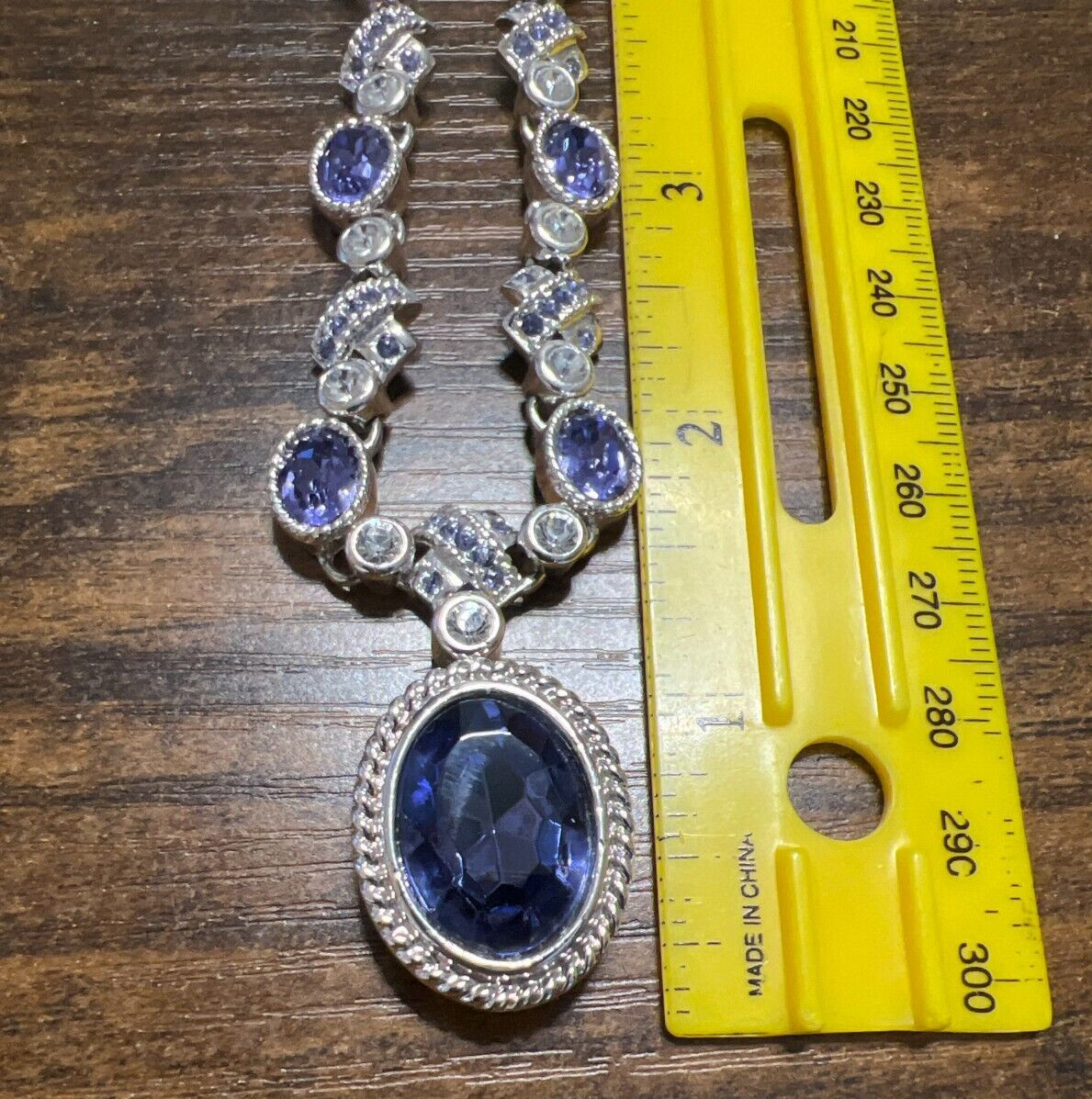 VTG Monet 15-17″ Statement Necklace Lavender & Clear Rhinestones, Velvet Case VG