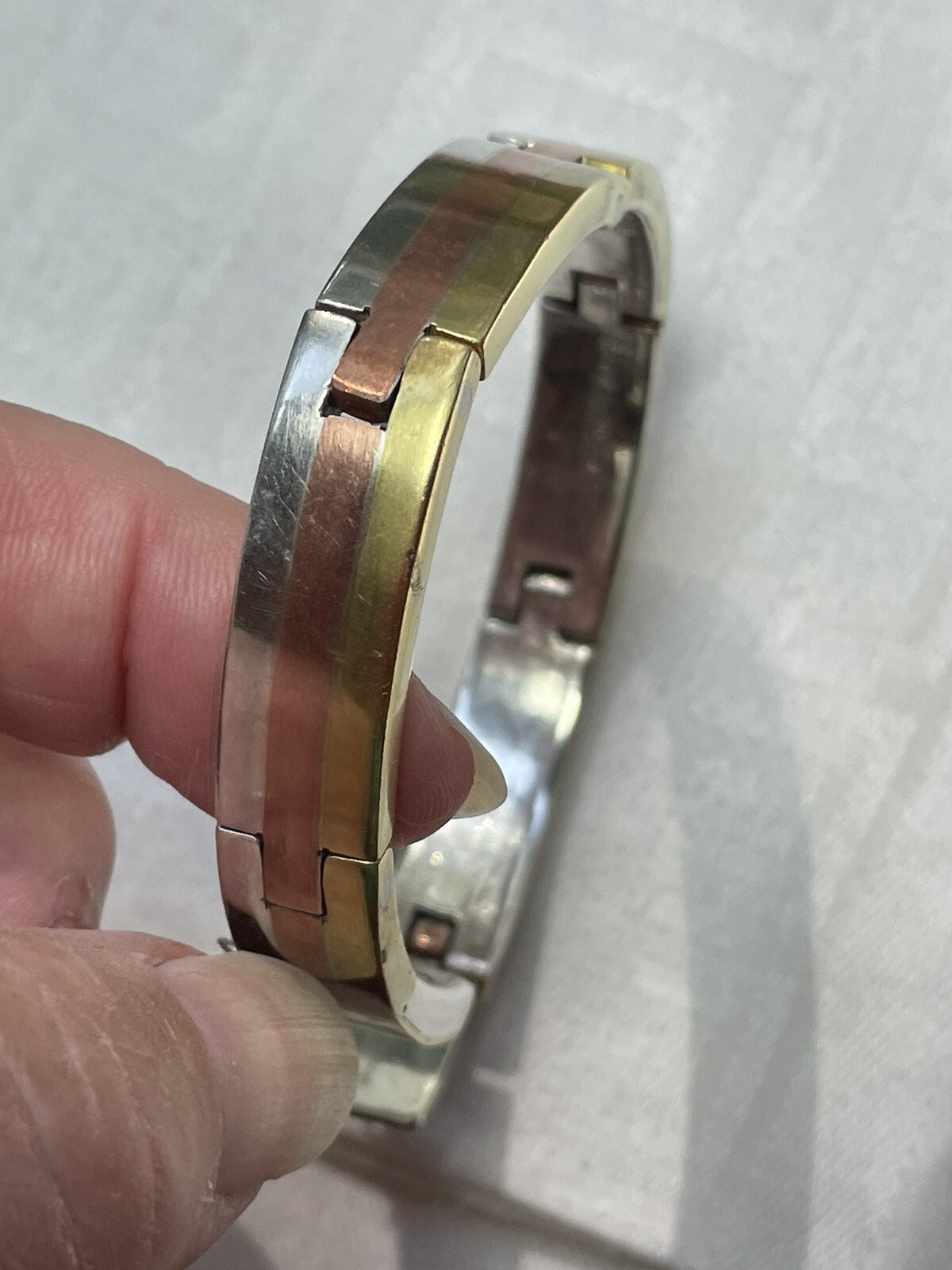 Los Castillo Taxco Mexico Silver Metales Casados Modernist Bracelet 56.6 g