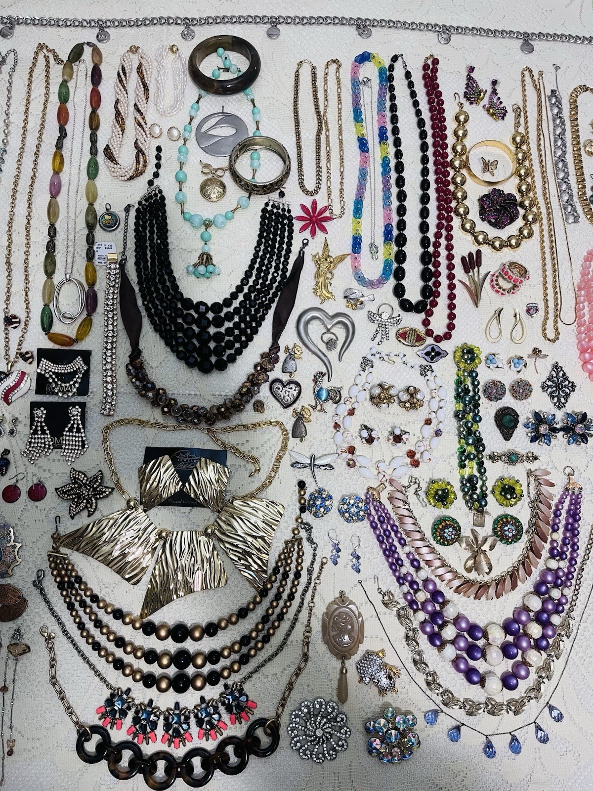 Mixed Lot Vintage Costume Rhinestone Jewelry Mod Retro Trifari Monet Renior
