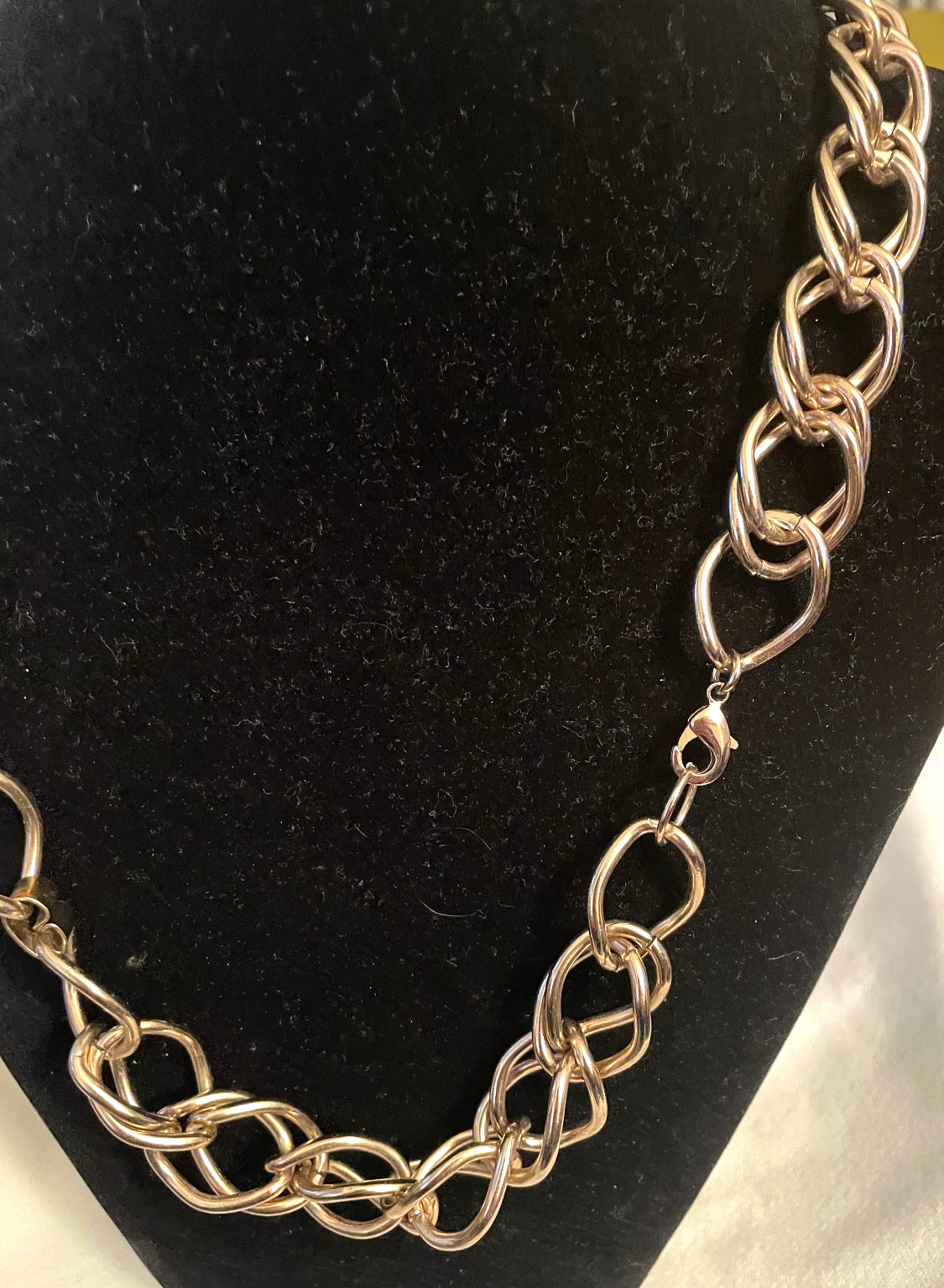 Vintage Long Gold Tone Double Link Chain Necklace very nice and unique