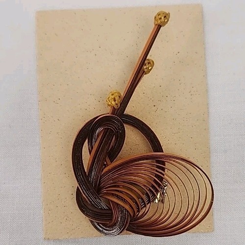 Vintage Natural Bamboo Brooch Pin Dainty Fall Colors Handmade Unusual