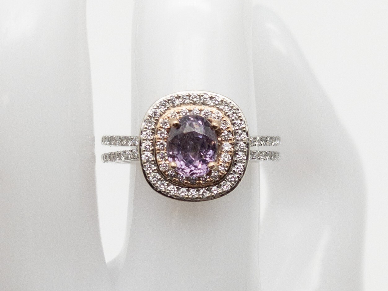 $6000 2.25ct No Heat Purple Pink Sapphire VS G Diamond 14k White Gold HALO Ring
