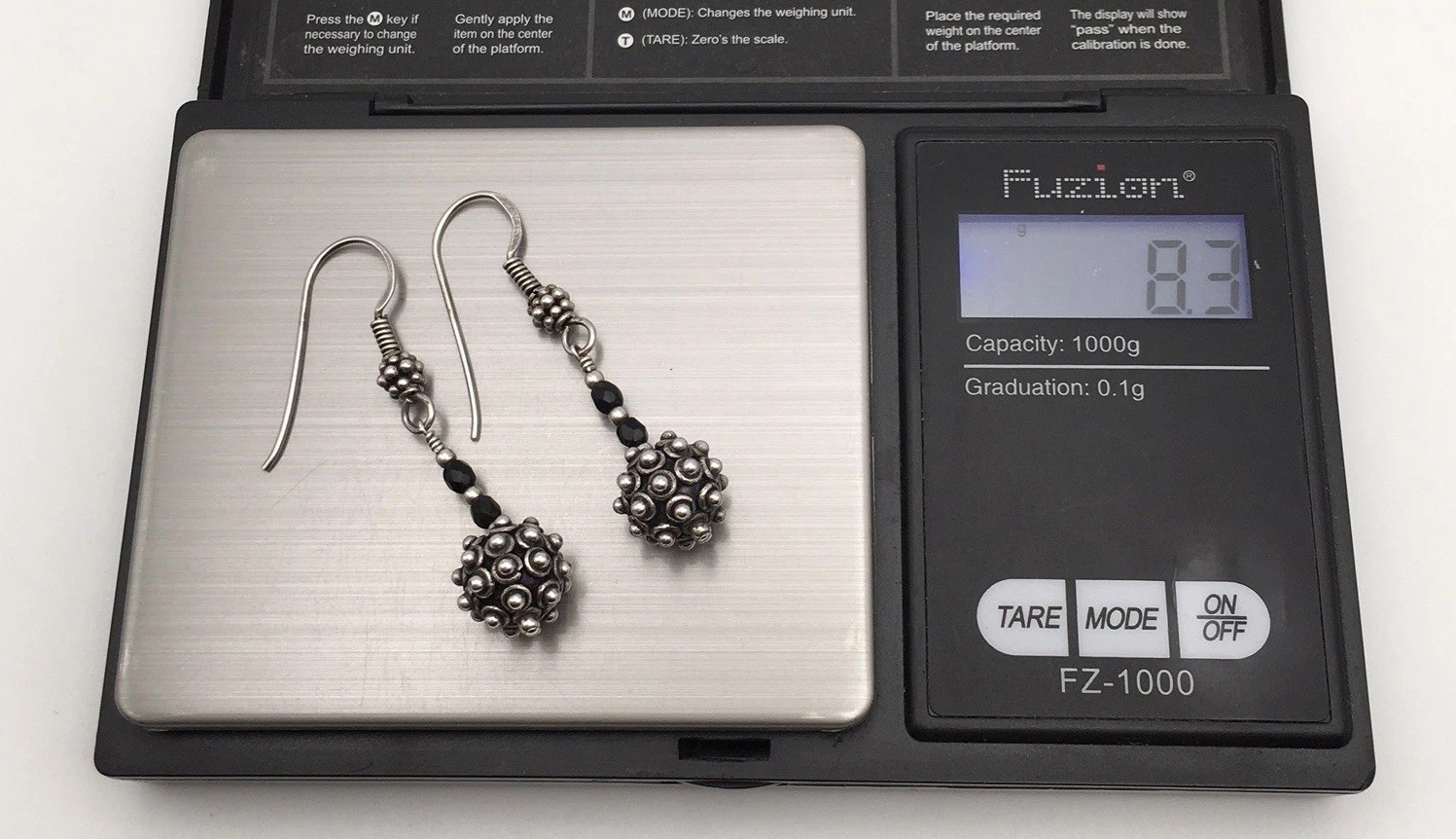 Vintage Sterling Silver Bali Style Ball Dangle Earrings Marked 925 8.3g #05