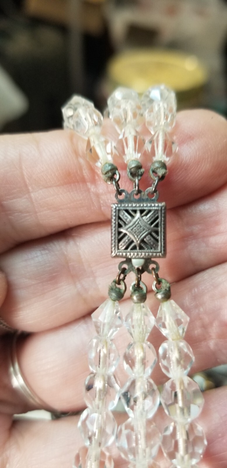 Vintage Multi Faceted Crystal Glass Beaded Necklace On Chain Lot of 2 Stunning