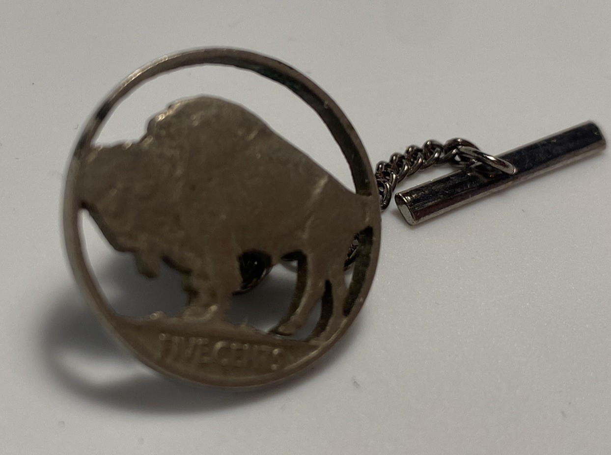 Cut Out Buffalo Nickel 5 Cents Coin USA Vintage Tie Tac Lapel Pin Badge
