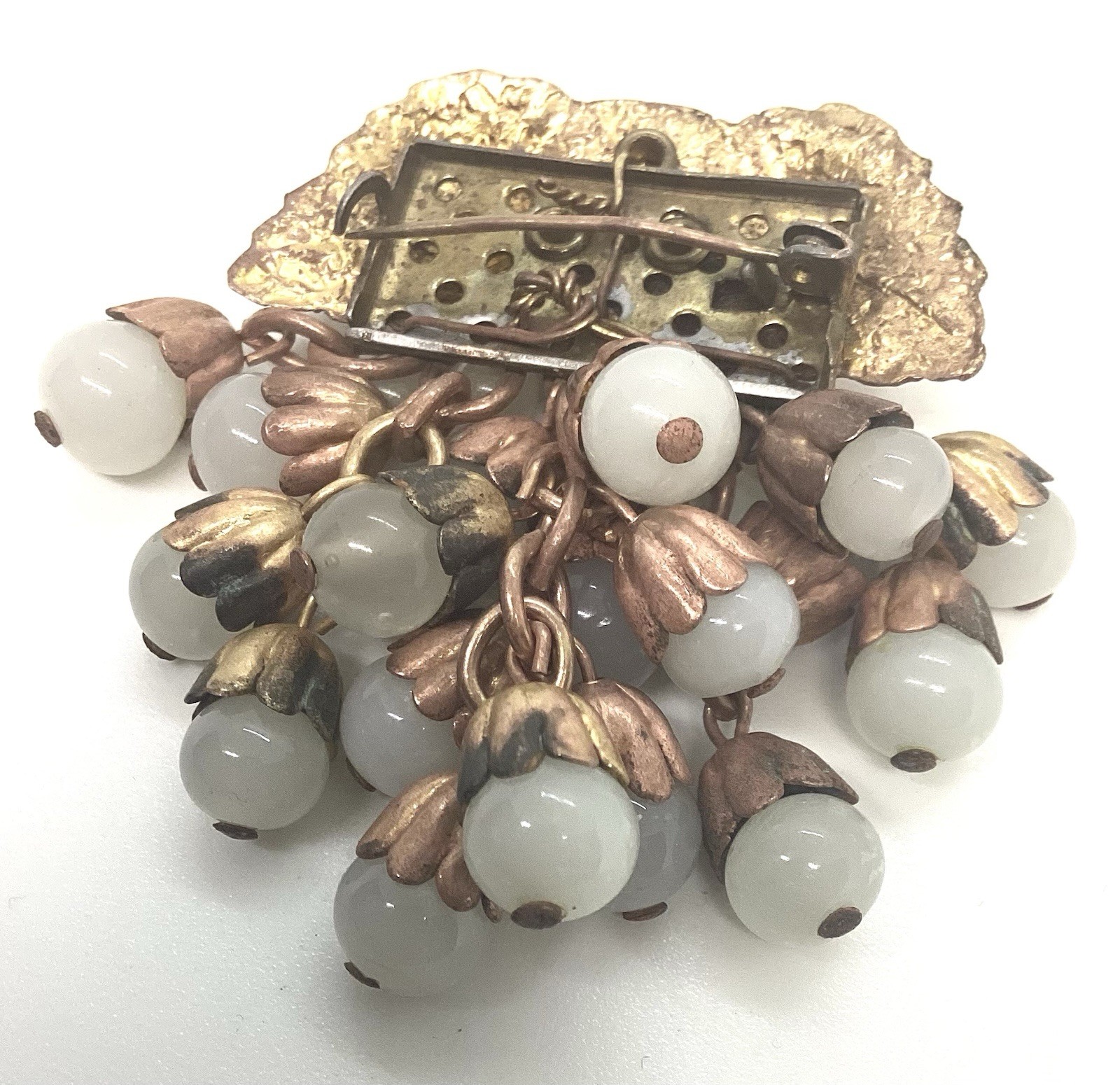 Miriam Haskell Early Handmade Gripiox Drop Dangle 2 Inch Brooch
