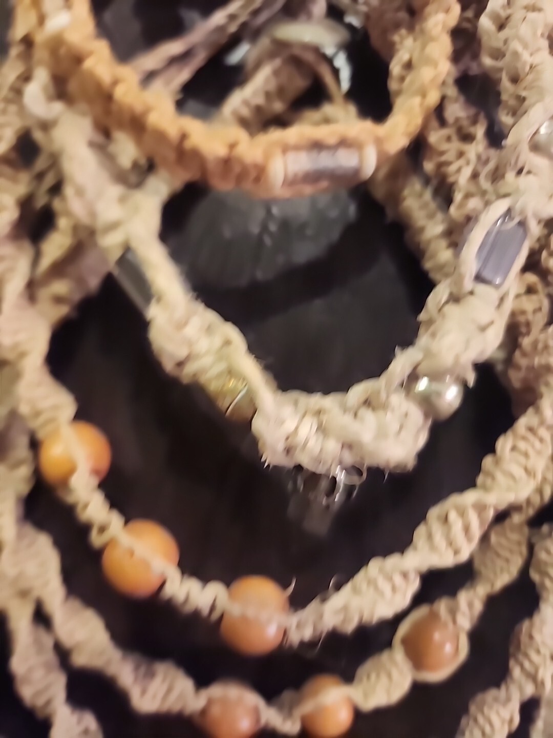 Jute Hemp Glass Beaded Necklace Choker Mixed Bulk Lot 25 Pcs NOS Lot#11225
