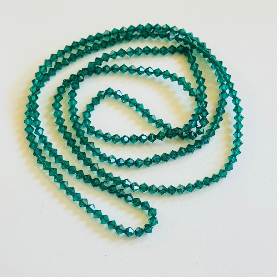 VTG Estate Green Emerald crystal Beads necklace Austrian loose beads Beaded
