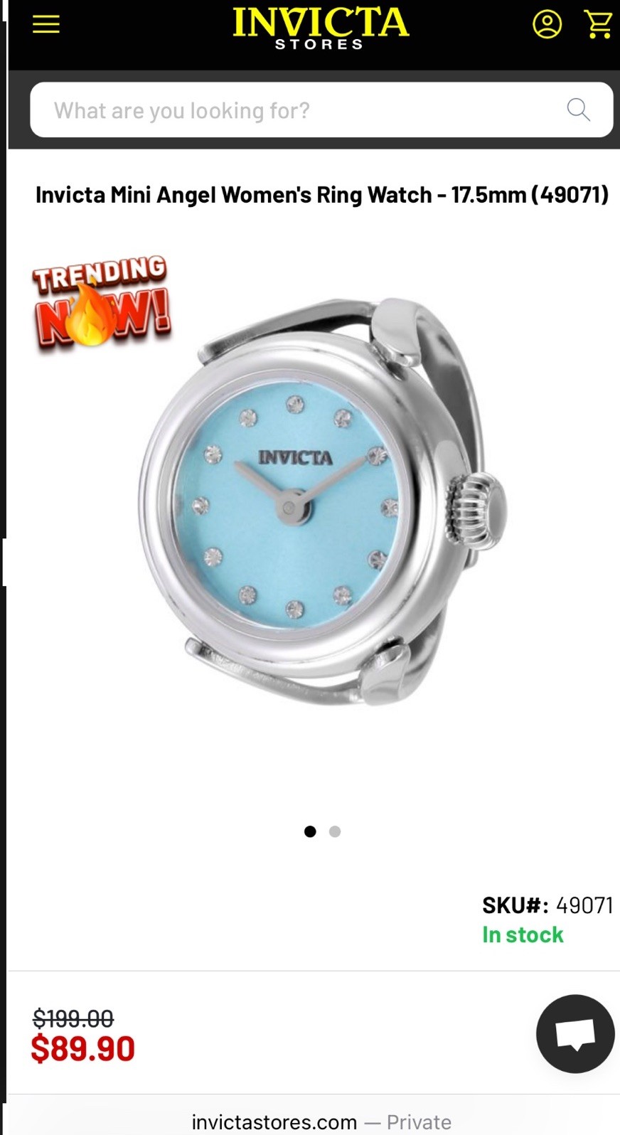 New! 🔥 Invicta Angel Watch Adjustable Ring 17.5mm Silver Turquoise 49071