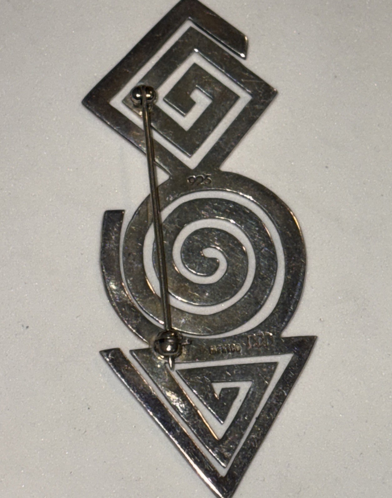 Vintage Dominique Dinouart Mexico 925 Sterling Silver Unique Design Brooch 13g