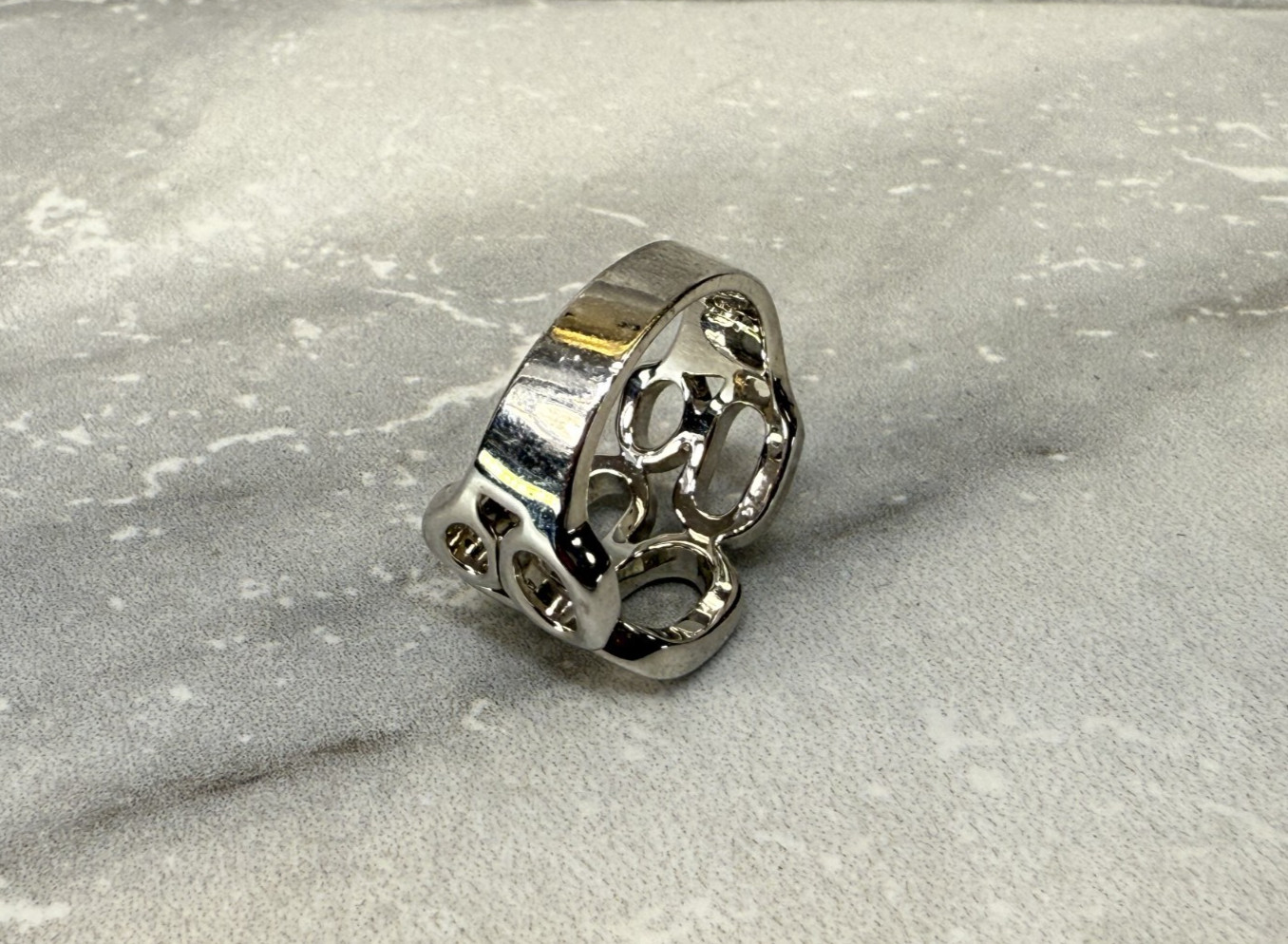 Vintage Lia Sophia Silver Tone Modernist Geometric Circles Ring Size 8